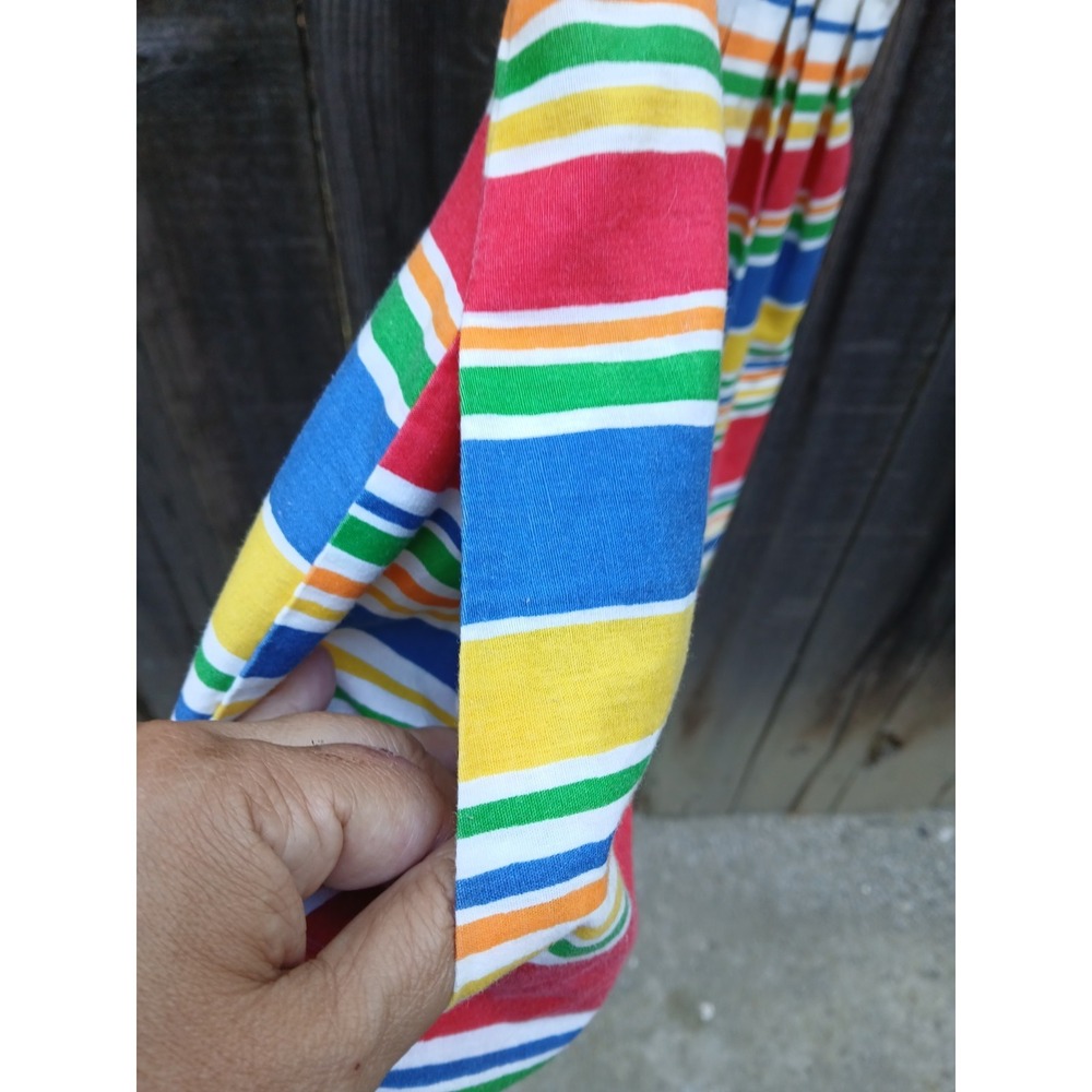 Vintage Lanz Originals Rainbow Striped Sundress Chevron Bodice Midi S 70s 80s - Picture 4 of 10
